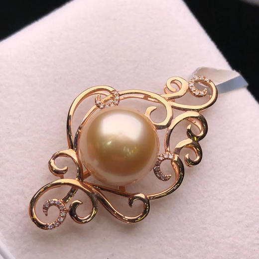 金珠吊坠18k镶嵌1213mm南洋珍珠吊坠60正圆强光微瑕藤蔓缠绵j