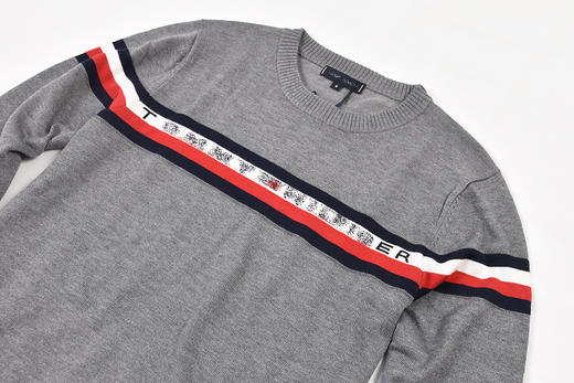 彩条字母 圆领套头针织衫毛衣 T-918 商品图4