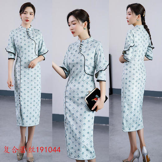 SYK-191044新款复合时尚修身蕾丝长款旗袍 商品图1