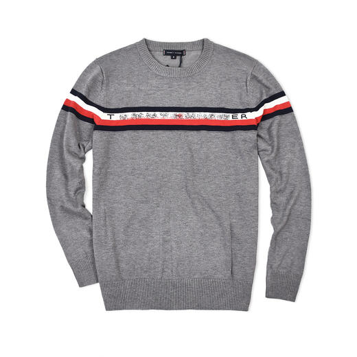 彩条字母 圆领套头针织衫毛衣 T-918 商品图3