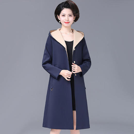 W-3559时尚妈妈秋装洋气风衣女中长款过膝大码中老年外套 商品图1