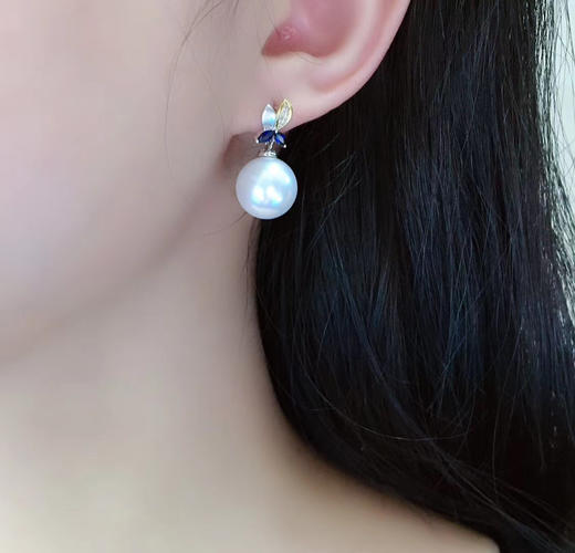 【澳白海水耳钉】 特惠-12-13mm澳白珍珠耳环,微瑕 简约大气,简约的