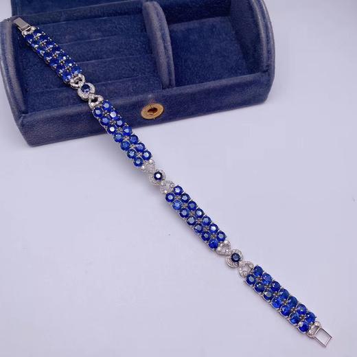 蓝宝石手链特惠r1685ct蓝宝石手链高级珠宝设计款皇家蓝晶体干净火彩