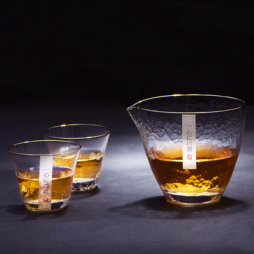 公道杯-玻璃公道杯-锤纹描金公道杯 商品图3