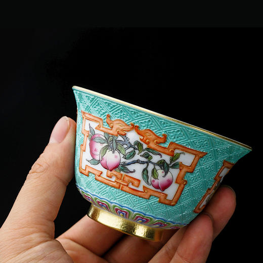 宝瓷林【宝】绿地雕刻三多杯 商品图2