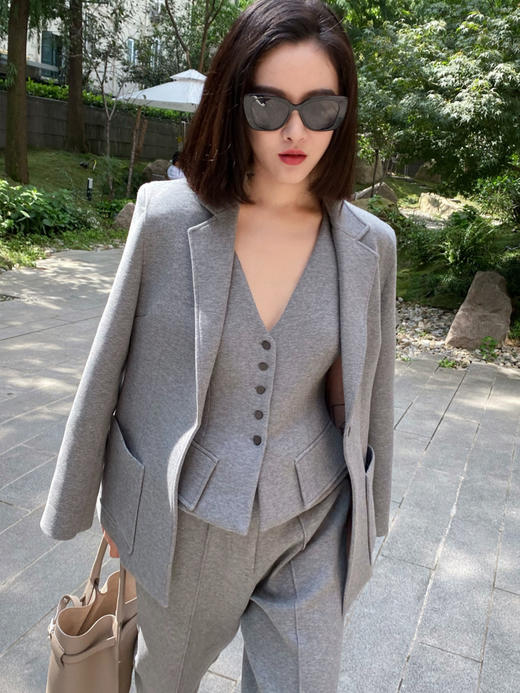 马赛灰运动西服时髦三件套套装版型chao好 商品图3