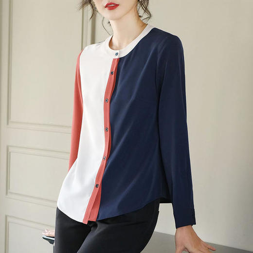 2020秋季新款雪纺洋气撞色衬衫YY-衬衫 商品图1