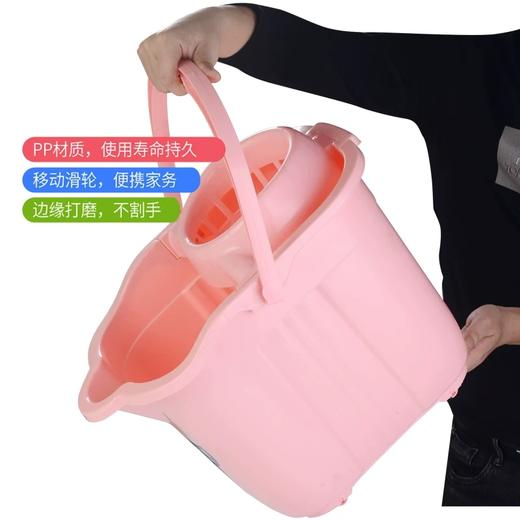 厚拖地桶地拖桶 颜色随机1个 手压带滑轮加厚洗拖把桶挤水桶墩布清洁单桶拖把压干桶家用大容量 商品图5