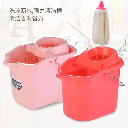 厚拖地桶地拖桶 颜色随机1个 手压带滑轮加厚洗拖把桶挤水桶墩布清洁单桶拖把压干桶家用大容量 商品图7