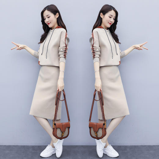 smyr9917卫衣半身裙两件套女2020春季红休闲套装洋气时尚针织套装裙