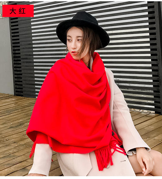 【清仓特价 不退不换】DX-S103新款纯色流苏羊绒围巾TZF 商品图0