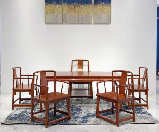 红桥红  家具严选  缅甸花梨（大果紫檀）  【176 马蹄腿双抽屉 茶桌 六件套】 商品图1