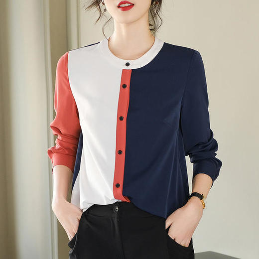 2020秋季新款雪纺洋气撞色衬衫YY-衬衫 商品图0