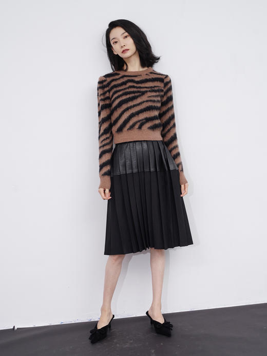 斑马纹棕色时髦小毛衣 商品图1
