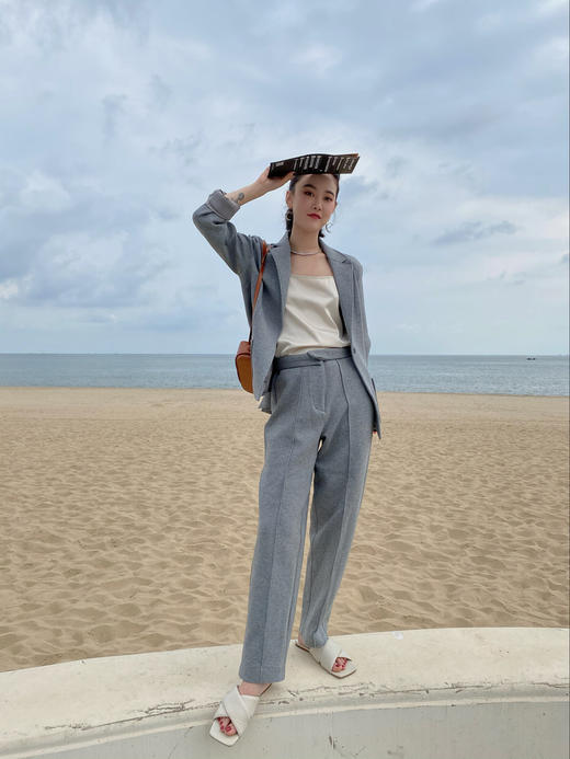 马赛灰运动西服时髦三件套套装版型chao好 商品图0