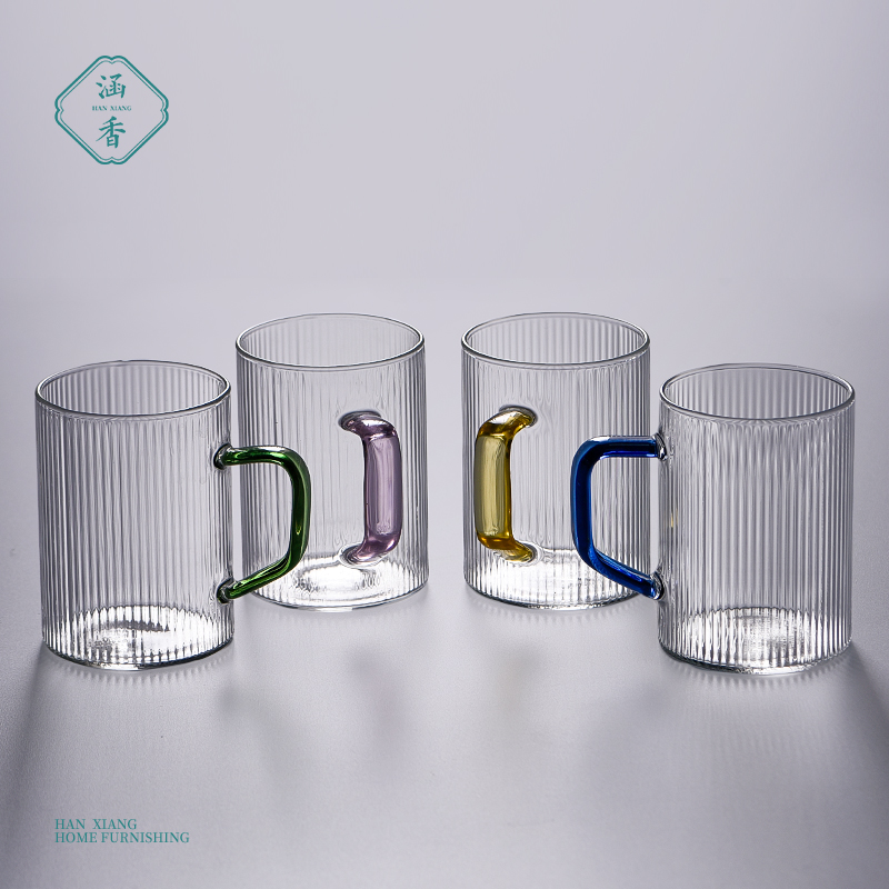 茶杯-玻璃水杯-彩把杯300ML共4款可选