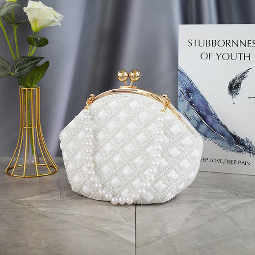 CZGY-1465-12珍珠包手拿化妆包手工包晚装包晚宴包单肩链条格子包 商品图2