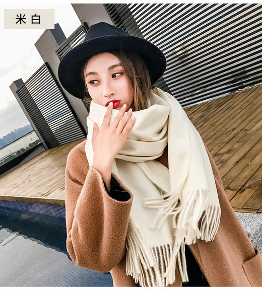 【清仓特价 不退不换】DX-S103新款纯色流苏羊绒围巾TZF 商品图2