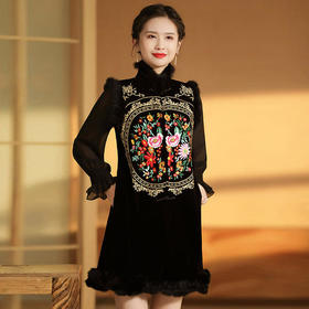 AYK-QF201711119秋冬加厚无袖中长款修身连衣裙