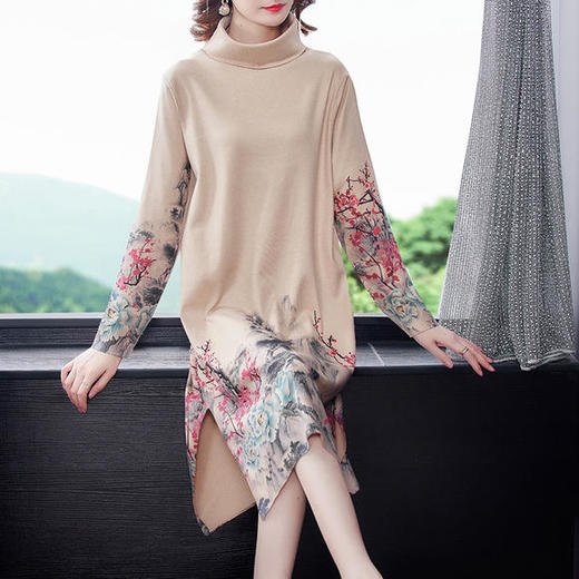 HT-7142优雅显瘦高领针织衫打底裙 商品图1