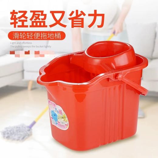 厚拖地桶地拖桶 颜色随机1个 手压带滑轮加厚洗拖把桶挤水桶墩布清洁单桶拖把压干桶家用大容量 商品图3
