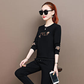 SP313991新款时尚气质休闲纯棉圆领长袖卫衣裤子两件套