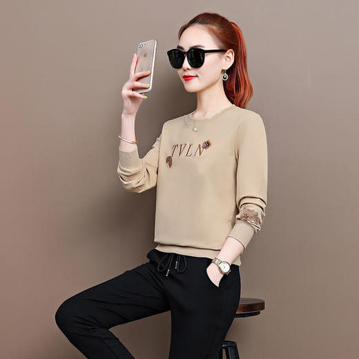 SP313991新款时尚气质休闲纯棉圆领长袖卫衣裤子两件套 商品图2