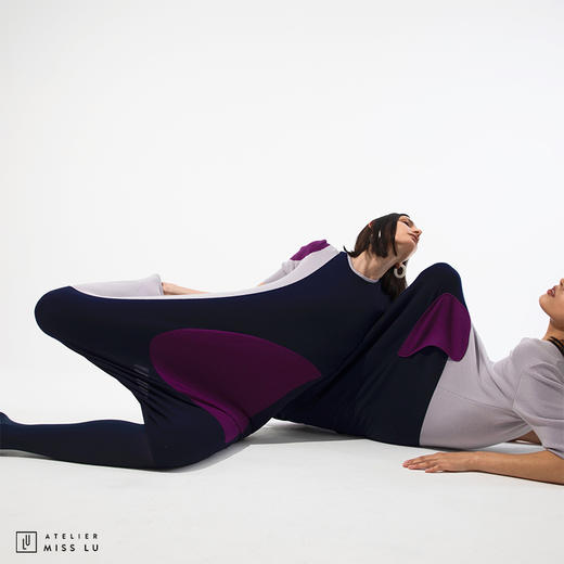 [半颗荷包蛋]AtelierMissLu趣味设计口袋三拼色绵羊毛直筒连衣裙 商品图3