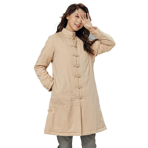 敦煌有机彩棉 素道女士纯棉加厚棉服新款复古秋冬保暖棉袄 商品图3