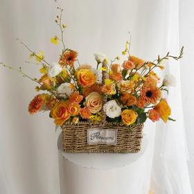 《和煦阳光》暖色系混搭手提花篮