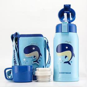 【品牌直发】【3D浮雕新复古萌宠系列儿童杯】杯具熊保温杯 双杯盖 儿童杯 600ml （母婴）