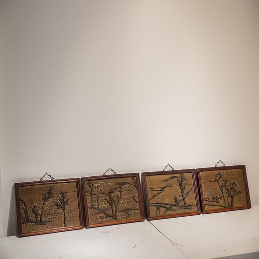 清代  漆地“铁树开花”挂屏（一套四件） 商品图4