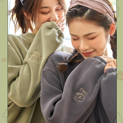 树熊唯唯秋冬新款韩国绒长款家居服套装