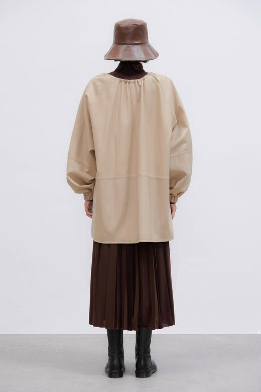 HIDEMI小羊皮抽绳设计感厚款大衣 商品图12