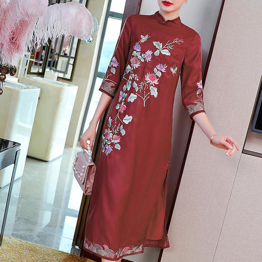 KDS-1282秋季新款民族风复古立领连衣裙 商品图3