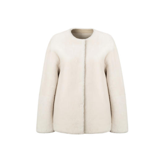 HIDEMI皮毛一体简约圆领短款皮草大衣皮衣 商品图6