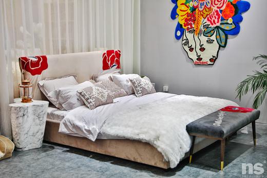 NS家居nsfurniture&SANTU HOME“玫瑰炸弹”艺术原创设计布艺布艺双人床NSBD-7061C-180*200 STH RB 商品图4