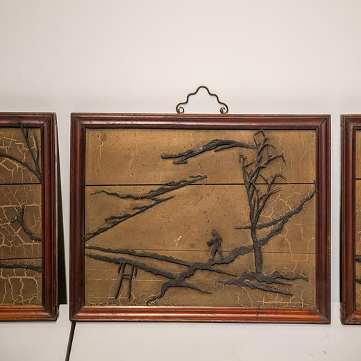 清代  漆地“铁树开花”挂屏（一套四件） 商品图3