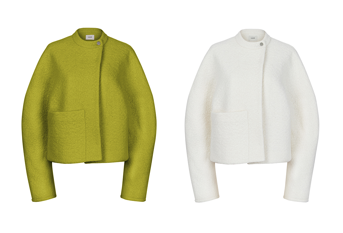 HIDEMI廓形一粒扣圈圈羊毛短款大衣/外套