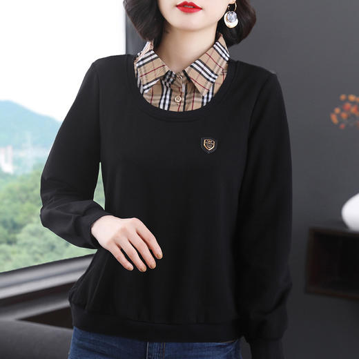 YY  2174假两件长袖polo衫秋装上衣打底衫 商品图3