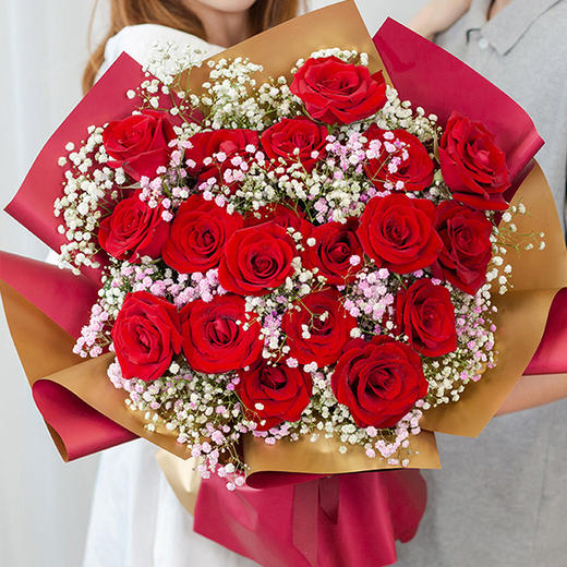 19朵红玫瑰花束送女朋友老婆生日表白礼物女神节母亲节520七夕情人节