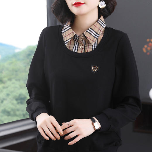 YY  2174假两件长袖polo衫秋装上衣打底衫 商品图0