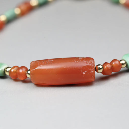 春秋绿松石龟背+西亚高古红玛瑙手串 商品图1