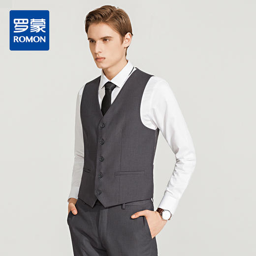 罗蒙男士马甲春商务休闲纯色背心马夹西装马甲男 商品图3
