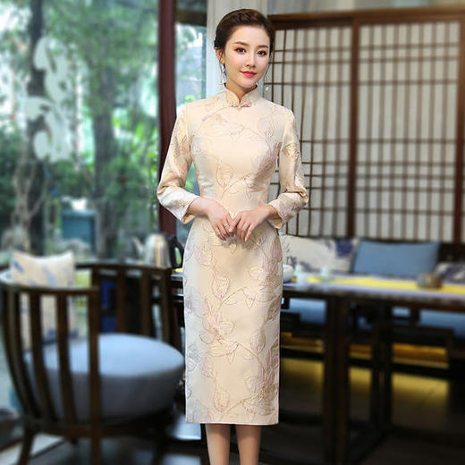 XGT-Q8365秋装提花中国风长袖旗袍 商品图0