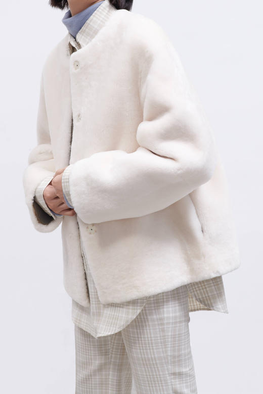 HIDEMI皮毛一体简约圆领短款皮草大衣皮衣 商品图10