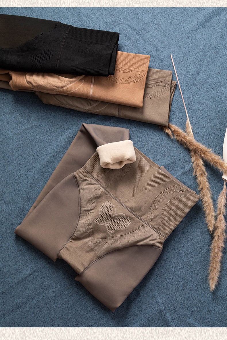 秋冬高腰鱼骨收腹光腿神器打底蜜桃臀一体无缝蝴蝶外穿透肤裤