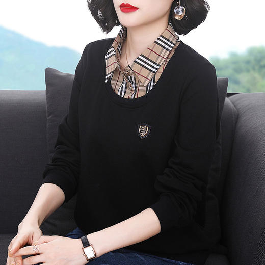 YY  2174假两件长袖polo衫秋装上衣打底衫 商品图2