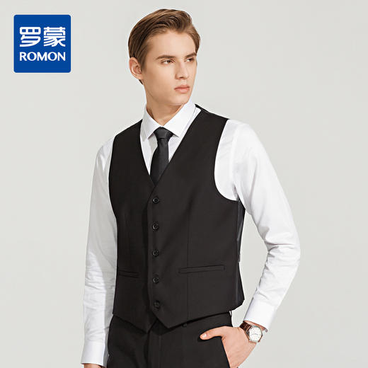 罗蒙男士马甲春商务休闲纯色背心马夹西装马甲男 商品图0