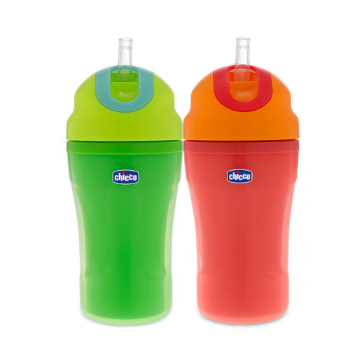 Chicco智高 防漏柔软硅胶双层吸管杯宝宝学饮杯儿童喝水杯 商品图3